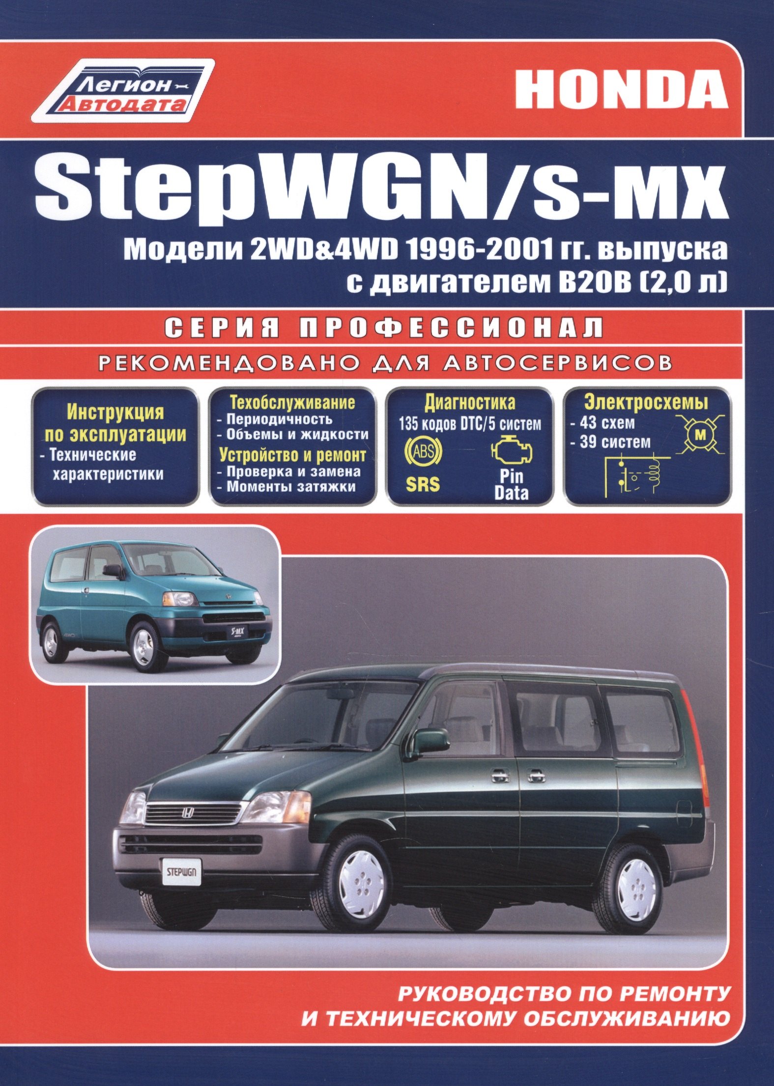 Honda StepWGN/S-MX (2WD&4WD) с 1996-2001 гг. с двигателем В20В (2,0 л): Устройство, техническое обслуживание и ремонт
Honda StepWGN/S-MX (2WD&4WD) с 1996-2001 гг. с двигателем В20В (2,0 л): Устройство, техническое обслуживание и ремонт