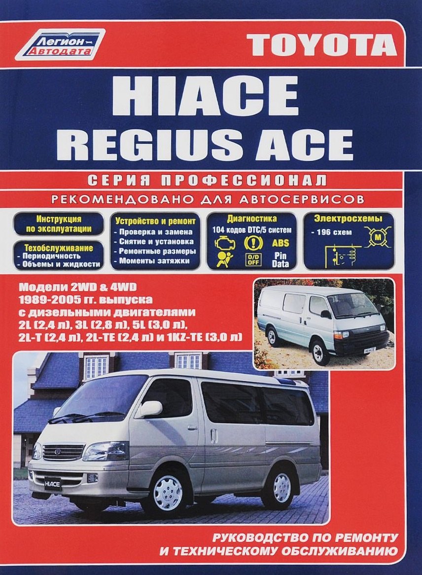Toyota Hi-Ace Модели 2WD&4WD 1989-2005 гг. выпуска с дизельными двигателями. Устройство, техническое обслуживание и ремонт (черно-белое издание)
Toyota Hi-Ace Модели 2WD&4WD 1989-2005 гг. выпуска с дизельными двигателями. Устройство, техническое обслуживание и ремонт (черно-белое издание)