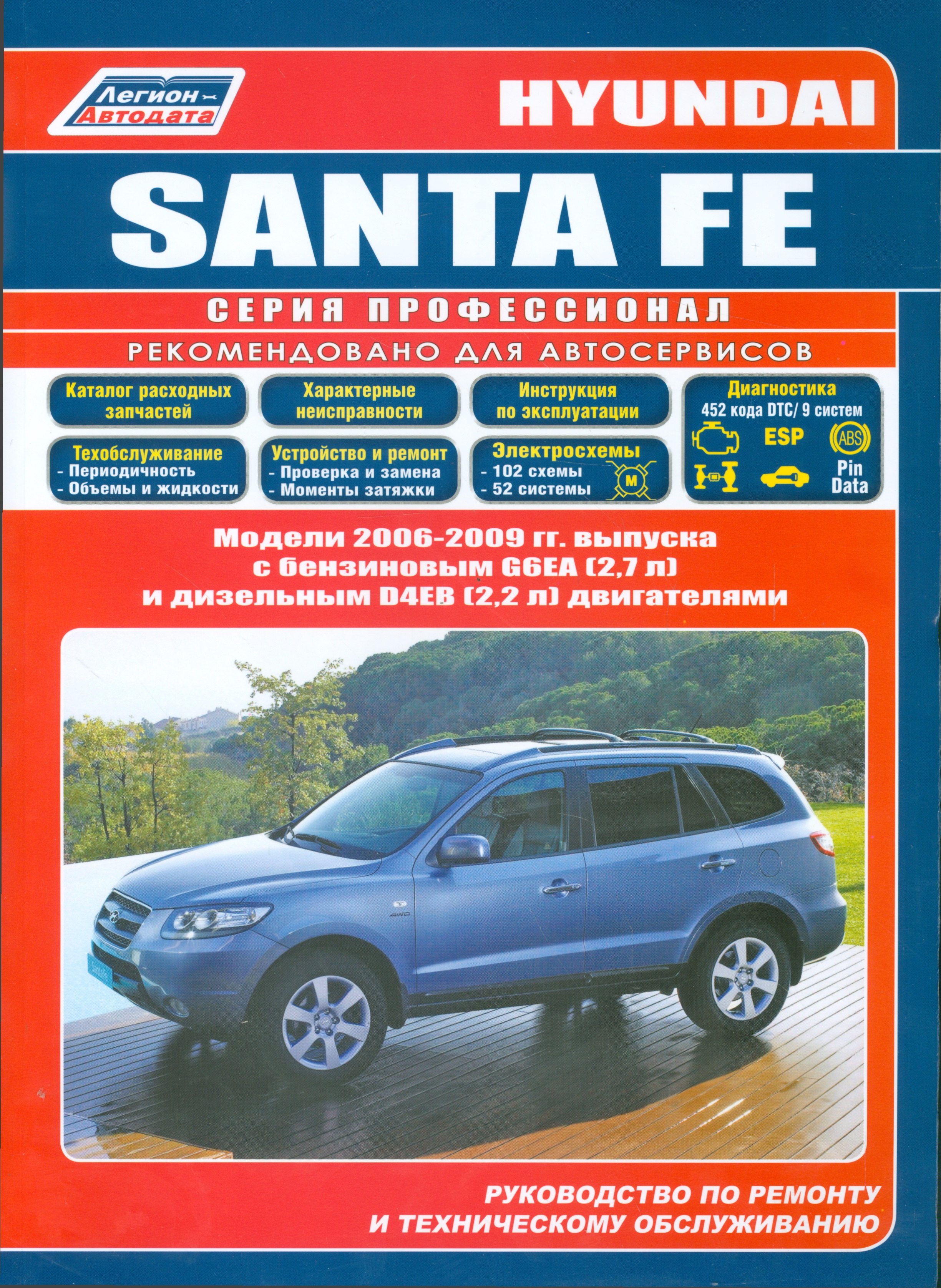 Hyundai Santa Fe. Модели 2006-2009 гг. выпуска с бензиновым G6EA (2,7 л.) и дизельным D4EB (2,2 л. Common Rail) двигателями. Руководство по ремонту и техническому обслуживанию
Hyundai Santa Fe. Модели 2006-2009 гг. выпуска с бензиновым G6EA (2,7 л.) и дизельным D4EB (2,2 л. Common Rail) двигателями. Руководство по ремонту и техническому обслуживанию