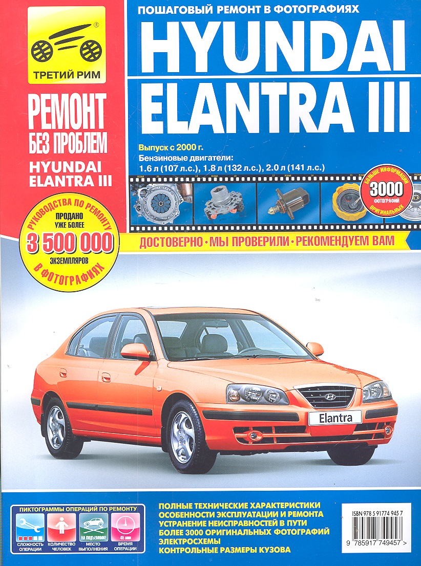 цена Титков М. В. Hyundai Elantra lll. Выпуск с 2000 г.: Руководство по эксплуатации, техническому обслуживанию и ремонту