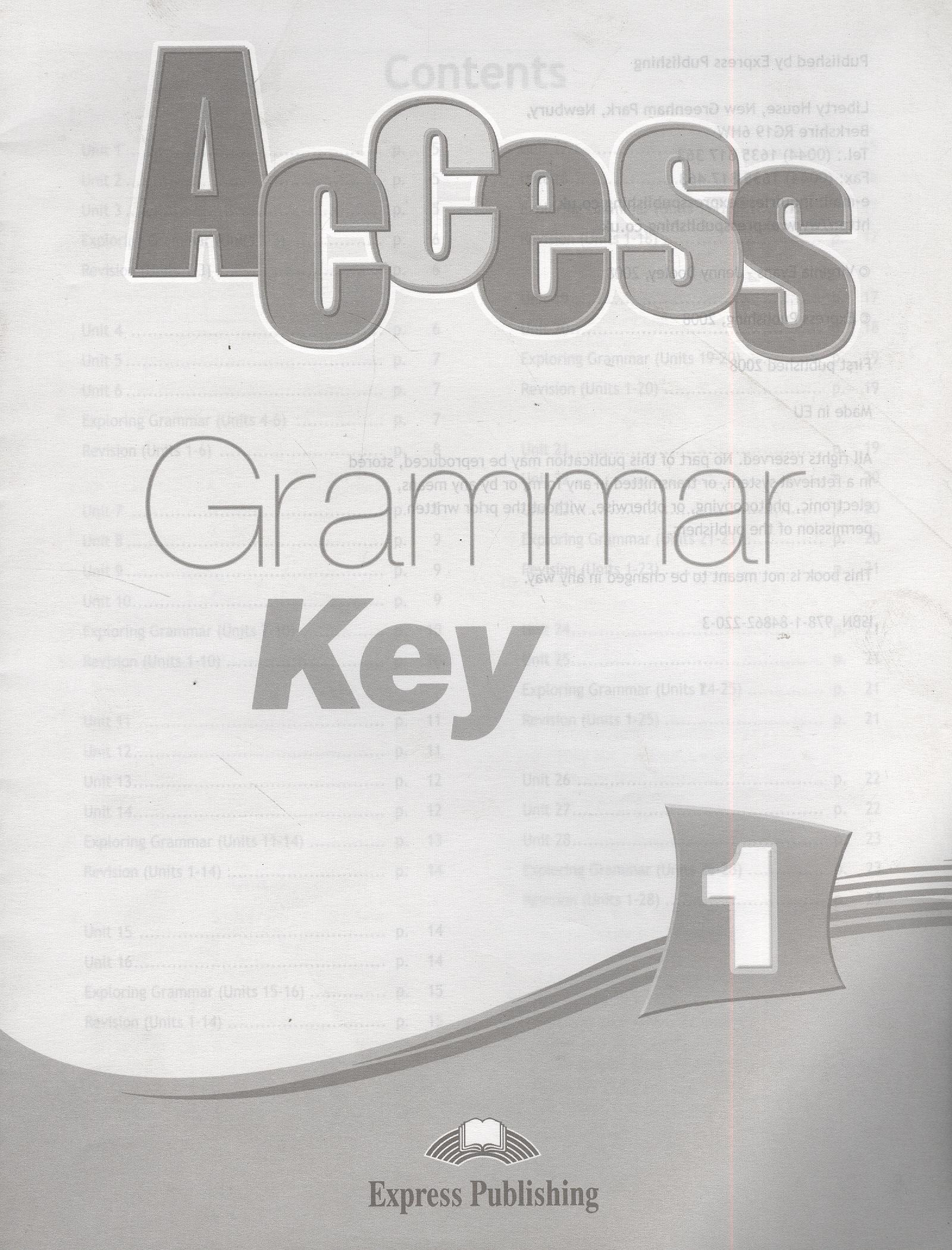Access 1. Grammar Book Key.     