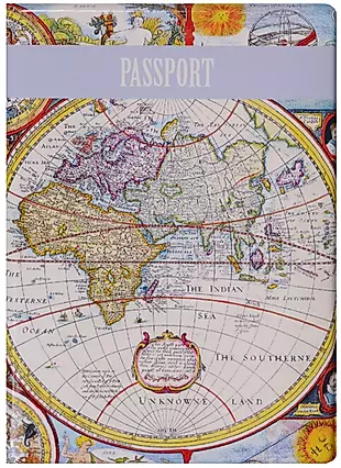 Обложка для паспорта Старинная карта мира (ПВХ бокс) — 2504037 — 1