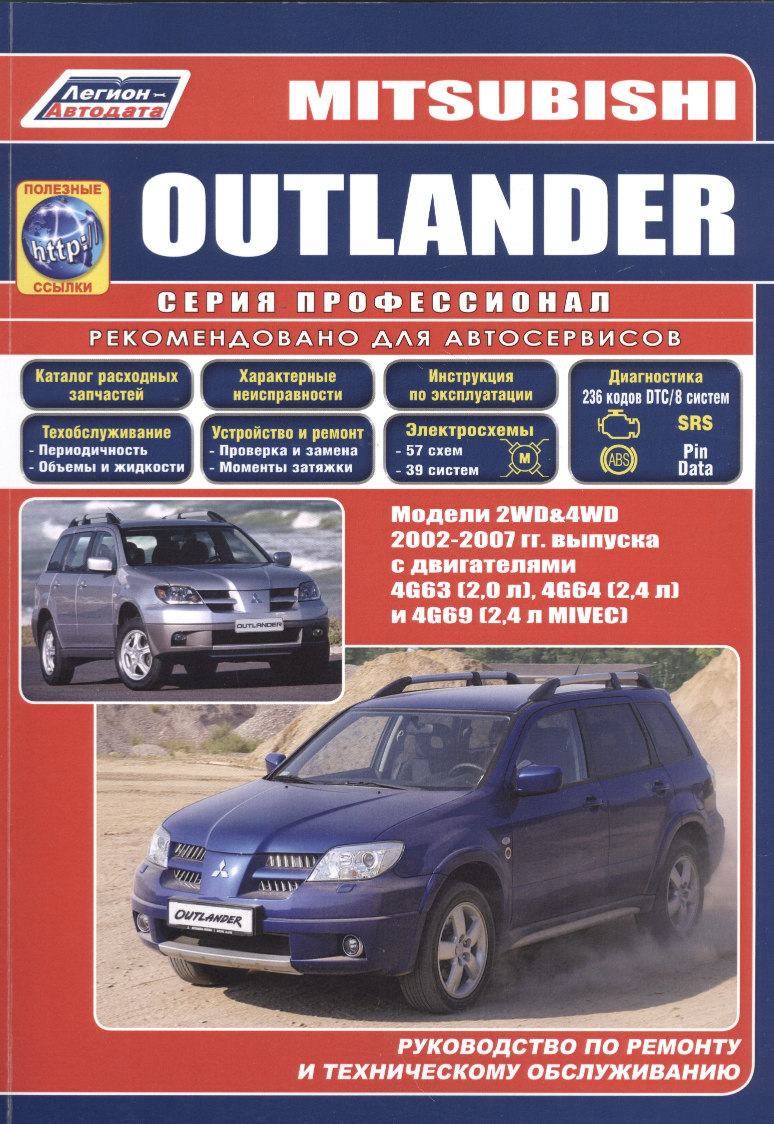 Mitsubishi Outlander. Модели 2WD&4WD 2002-2007 гг. Руководство по ремонту и техническому обслуживанию mitsubishi l300 delica модели 2wd