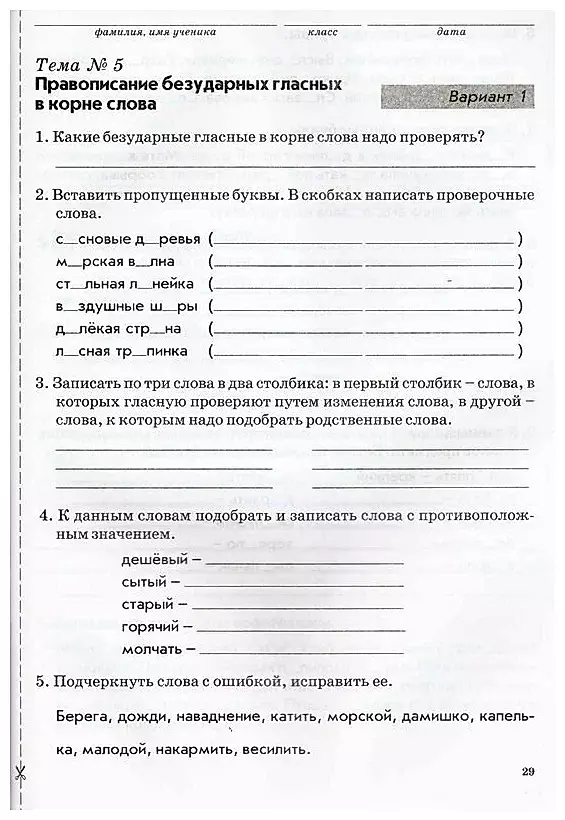 ГДЗ: Русский язык 4 класс Голубь - Тематический контроль знаний учащихся