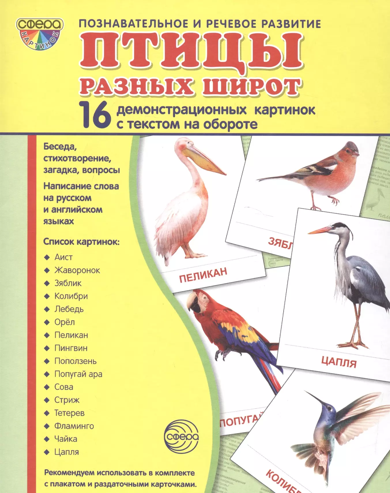 None Дем. картинки СУПЕР Птицы разных широт. 16 демонстр. картинок с текстом (173х220 мм)