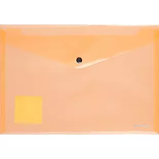 Папка-конверт A4 на кнопке "Glossy Neon" полупрозр.пластик, оранжевый, Erich Krause — 259658 — 1