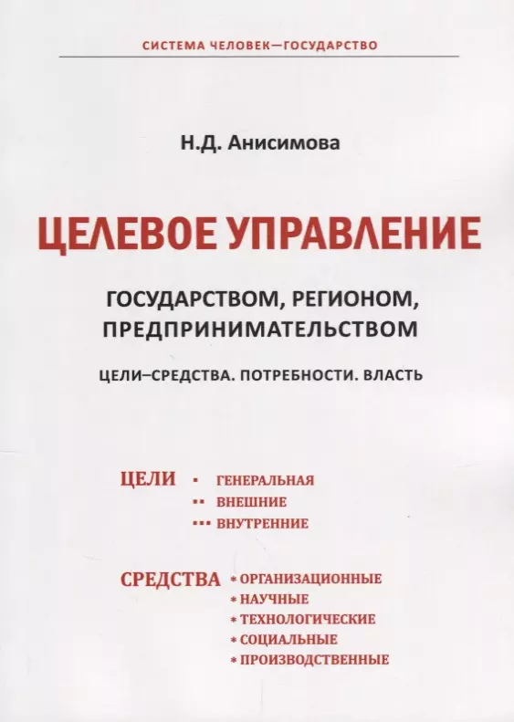 маркетинг для прибыльности среднего бизнеса Анисимова Надежда Дмитриевна Целевое управление государством, регионом, предпринимательством. Цели-Средства. Потребности. Власть