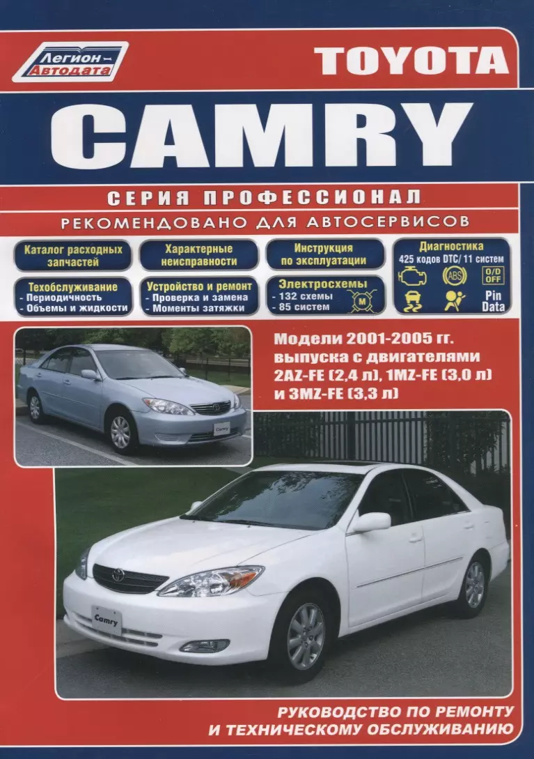 Toyota Camry. Модели 2001-2005 гг. выпуска с двигателями 2AZ-FE (2,4 л),  1MZ-FE (3,0 л) и 3MZ-FE (3,3 л). Руководство по ремонту и техническому  обслуживанию - купить книгу с доставкой в интернет-магазине «Читай-город».