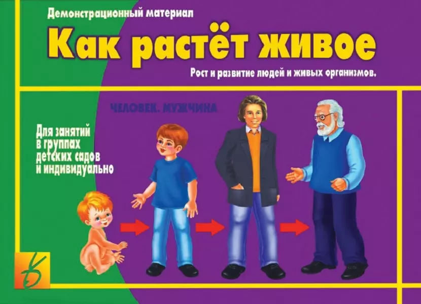 None Как растет живое. Рост и развитие людей и живых организмов. Демонстрационный материал для занятий в группах детских садов и индивидуально