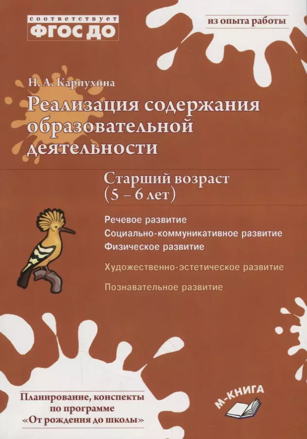 None Реализация содержания образовательной деятельности. Старший возраст (5–6 лет). Речевое развитие, социально-коммуникативное развитие, физическое развитие, художественно-эстетическое развитие, познавательное развитие