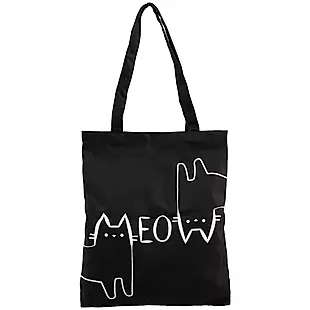 Сумка-шоппер Котики Meow черная, текстиль,  40см.*32см., с 2 ручками — 2753343 — 1