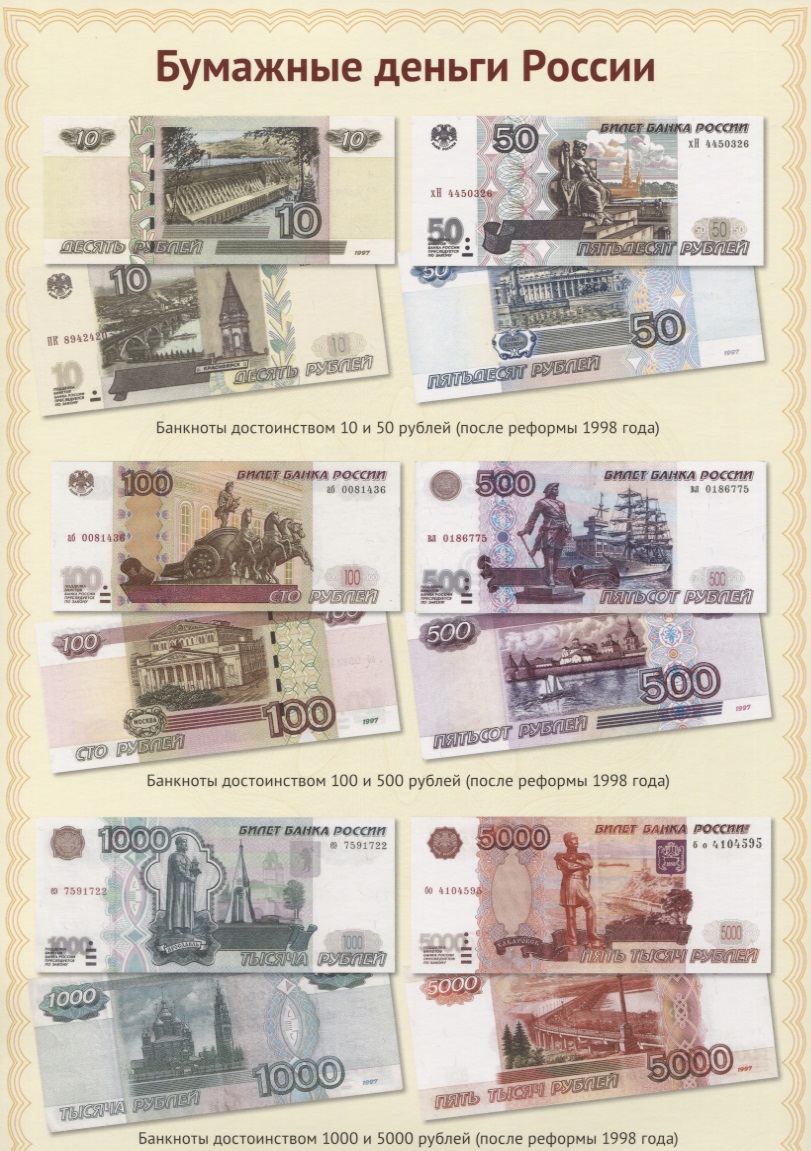 Комплект познавательных мини-плакатов. Денежные знаки (4л. А4) игрушечный игровой набор мои покупки монеты бумажные деньги евро