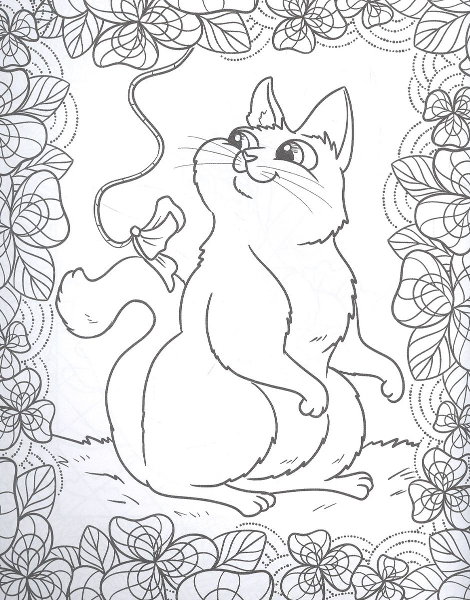 А4 раскраски антистресс коты и кошки - Рисовака