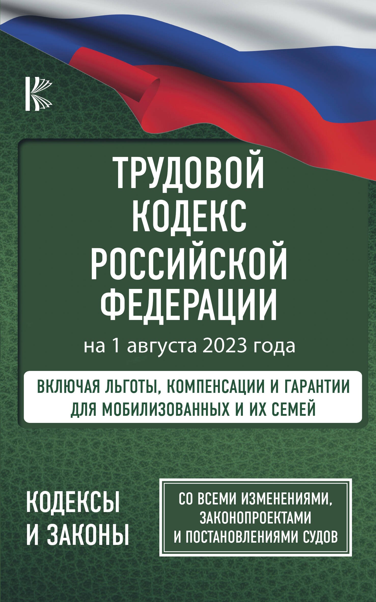 

Трудовой Кодекс Российской Федерации на 1 августа 2023 года. Включая льготы, компенсации и гарантии для мобилизованных...