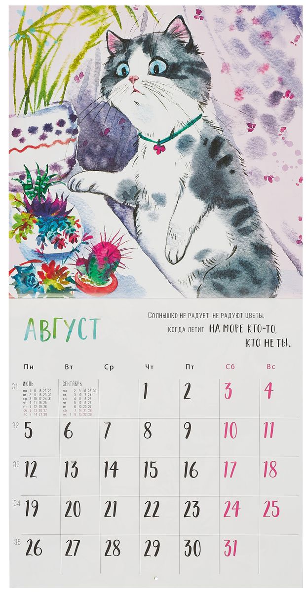 Календарь 2024г 290*290 Календарь кошачьих мыслей настенный, на скрепке  «Читай-город»