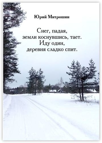 

Снег, падая, земли коснувшись, тает. Иду один, деревня сладко спит