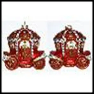 Новогоднее подвесное украшение из стекла "Карета" 88 мм арт.22220 2331290