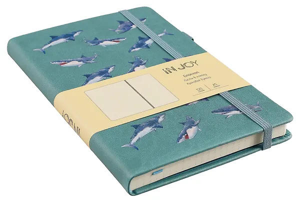Книга для записей А5 120л кл. "IN JOY. №4" 7БЦ, иск.кожа, трафаретн.печать, тонир.форзац, скругл.углы, ляссе, резинка, петля д/ручки, карман на задн.форзаце 3018263 — 2