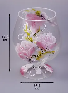 Ваза декоративная Нежность (1000мл) (стекло) (135-2646)