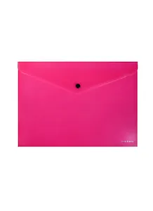 Папка-конверт А4 "Neon" на кнопке, пластик, розовая, Erich Krause