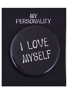 Значок круглый I Love Myself (черный) (металл) (38см) (ЗН2021-006)
