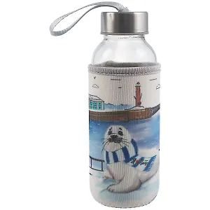 Бутылка в чехле с цветом СПб Нерпа с шарфом (стекло) (300мл)  (12-07229-236)