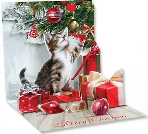 3D открытка Новогодние кошки (Kittens Cristmas) (квадрат) (1058)