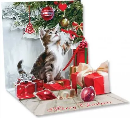 3D открытка Новогодние кошки (Kittens Cristmas) (квадрат) (1058) 2394795 — 1