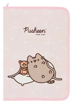 Папка для тетрадей А4 "Pusheen" 32,5*23*2,5, розовая, пластик, молния с трех сторон — 3037600 — 1