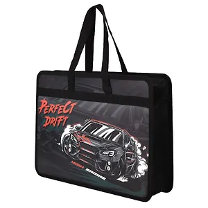 Папка для тетрадей А4 "ДРИФТ" полипропилен, 34*25*9.5см, молния, дно с расширением, текст.ручки, УФ-печать