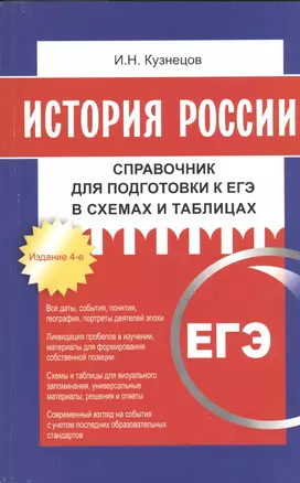 История России. Справочник для подготовки к ЕГЭ в схемах и таблицах. 4-е изд. Кузнецов И.Н. — 2440390 — 1