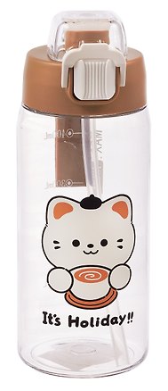 Бутылка Котик с чашкой кофе (пластик) (480мл) (12-7306-202604_37/2) 3164107