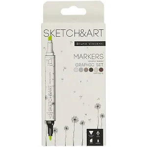 Маркеры для скетчинга 06цв "SKETCH&ART" Графика, Bruno Visconti