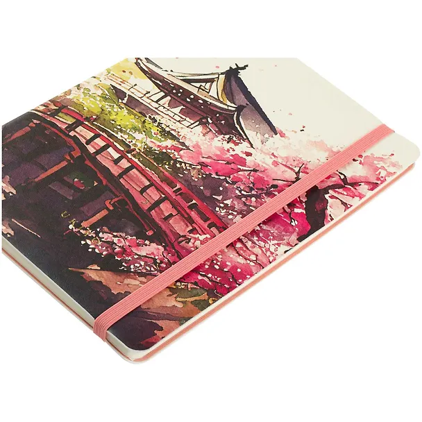 Книга для записей А5 80л лин. "Sakura. Karahafu" кожзам, с резинкой, тиснение фольгой 3103403 — 4