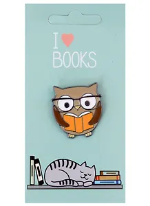 Значок  I love books Сова с книгой (металл) (12-08599-965)
