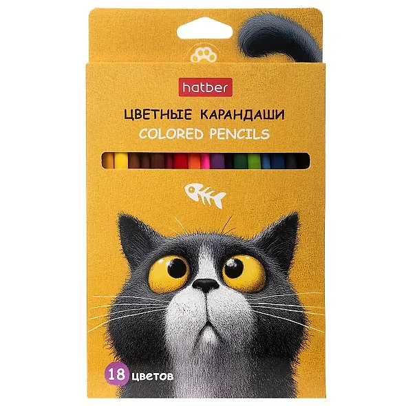 Карандаши цветные «Пушистый философ», Hatber, 18 цветов 3143460 — 1