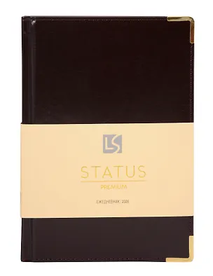 Ежедневник дат. 2026г. А5 176л "Status" вишневый, 7Б, тв.переплет, иск.кожа, обл.поролон, мет.уголки, тонир.блок, цв.торец, ляссе, инд.уп 3114869