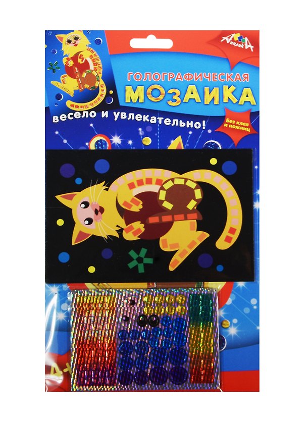 Мозаика голографическая А6 Кот (C2600-07) (Апплика) (набор д/творч.) (4+) (упаковка) 2488816 — 1