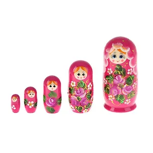 ГС Матрешка 5 кукол Цветы розовое платье (15 см) (1241398)