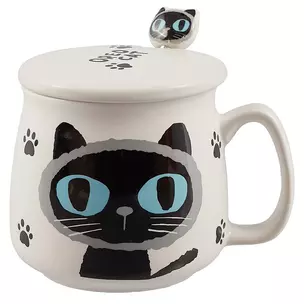 Кружка с крышкой и ложкой Oreo cat (керамика) (350 мл) (12-07160-927) — 2646183 — 1