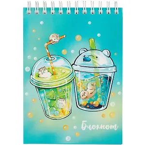 Блокнот А6 120л кл. "Фреш и смузи" гребень, сплошной УФ-лак, белый офсет 60г/м2