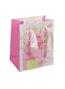 Пакет подарочный бумажный А6 11*14.5*6.5 "Букет 3D", жен., мат. ламинат, Хансибег