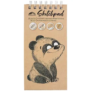 Скетчбук 105*210 80л "Мишка" крафт. бумага, 80г/м2, спираль