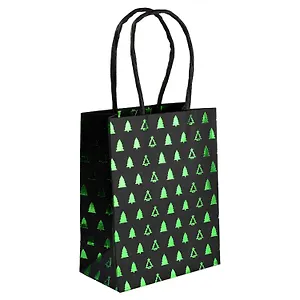 Пакет А6 14*11*6 "ЗЕЛЕНЫЕ ЕЛОЧКИ" Новый год, крафт 