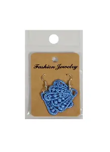 Серьги с кружевом 2см на подложке (11000102) (синий) (упаковка)