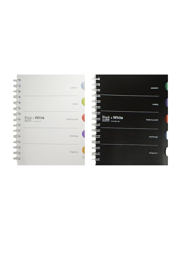 Тетрадь 120л кл. "Black and White" пласт.обл., вырубка, спираль, 5 цв.разделителя, инд.уп., ассорти 234793 — 1