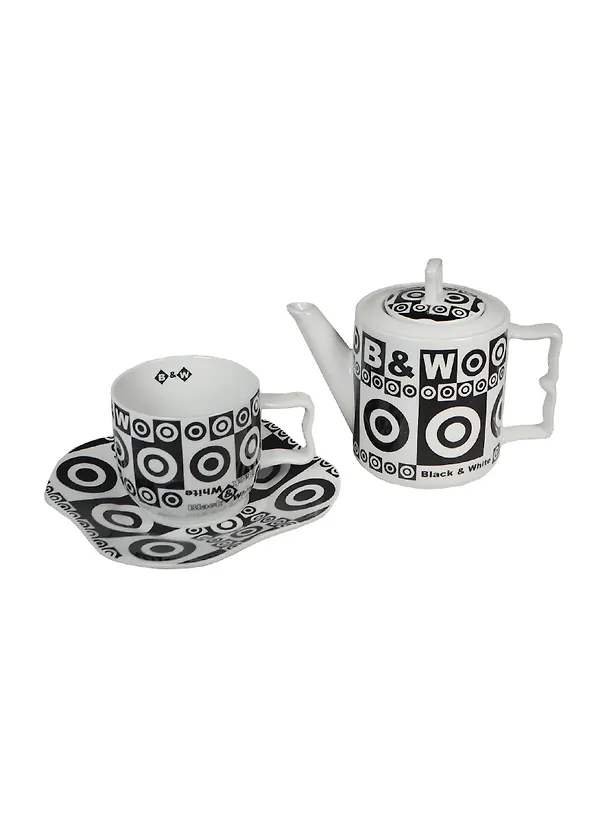 GiftLand Набор: Чайник с чашкой и блюдцем "Black & White "Super Star" 8521 2408610 — 1