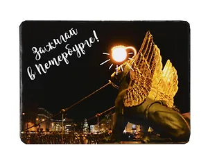 Магнит СПб Зажигай в Петербурге (Банковский мост) (фото) (9х6,5) (винил) (МВ2020-018)