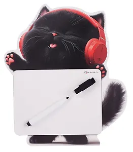 Доска маркерная 23*26см "Котёнок в наушниках" с маркером