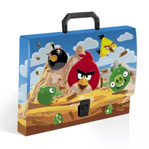 Портфель пластиковый А4 "Angry Birds" на замке, с ручкой, синий, Hatber — 230911 — 1